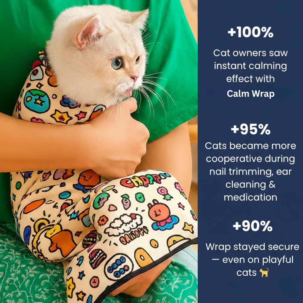 Whisker Care™ Calm Wrap – Stress-Free Cat Grooming & Nail Trims